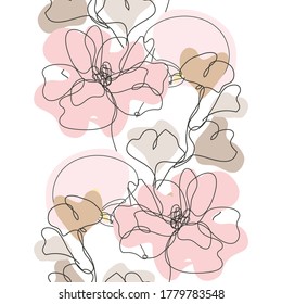 Elegant seamless pattern with poppy, calla, gingko, design elements. Floral  pattern for invitations, cards, print, gift wrap, manufacturing, textile, fabric, wallpapers. Continuous line art style