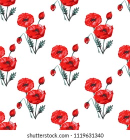 Elegant seamless pattern with poppy flowers, design elements. Floral  pattern for invitations, cards, print, gift wrap, manufacturing, textile, fabric, wallpapers