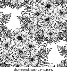 Elegant seamless pattern with poppy flowers, design elements. Floral  pattern for invitations, cards, print, gift wrap, manufacturing, textile, fabric, wallpapers