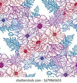 Elegant seamless pattern with poppy flowers, design elements. Floral  pattern for invitations, cards, print, gift wrap, manufacturing, textile, fabric, wallpapers