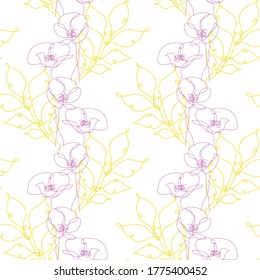 Elegant seamless pattern with poppy flowers, design elements. Floral  pattern for invitations, cards, print, gift wrap, manufacturing, textile, fabric, wallpapers. Continuous line art style