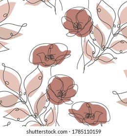 Elegant seamless pattern with poppy flowers, design elements. Floral  pattern for invitations, cards, print, gift wrap, manufacturing, textile, fabric, wallpapers. Continuous line art style