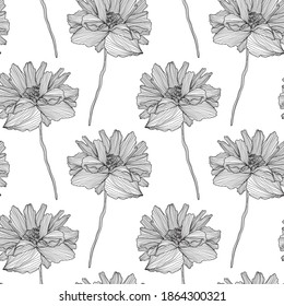Elegant seamless pattern with poppy flowers, design elements. Floral  pattern for invitations, cards, print, gift wrap, manufacturing, textile, fabric, wallpapers