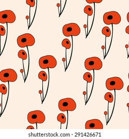 Elegant seamless pattern with poppy flowers.Vector illustration.Can be used for desktop wallpaper,for pattern fills, surface textures, web page backgrounds, textile and more. EPS.