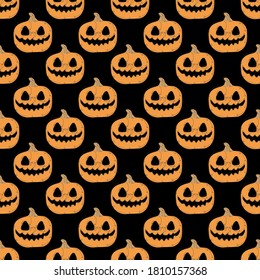 Elegant seamless pattern with pumpkins, design elements. Halloween pattern for invitations, cards, print, gift wrap, manufacturing, textile, fabric, wallpapers. Continuous line art style