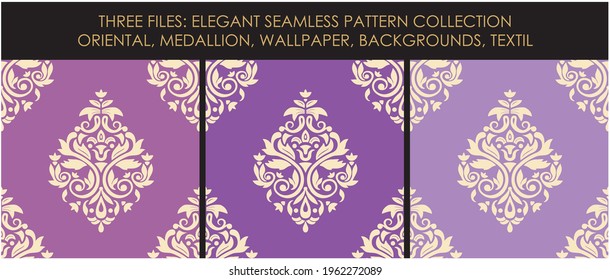 Elegant seamless pattern in purple. Vector illustration.