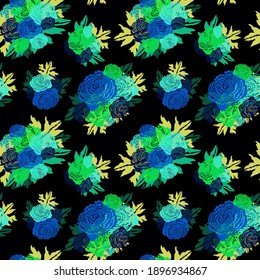 Elegant seamless pattern with ranunculus flowers, design elements. Floral  pattern for invitations, cards, print, gift wrap, manufacturing, textile, fabric, wallpapers