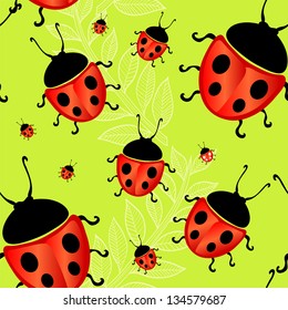 elegant seamless pattern with red ladybugs for your design