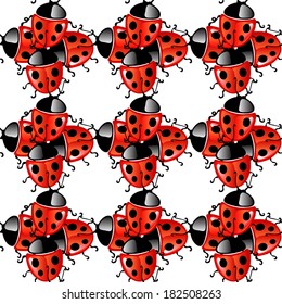 elegant seamless pattern with red lucky ladybugs, design element