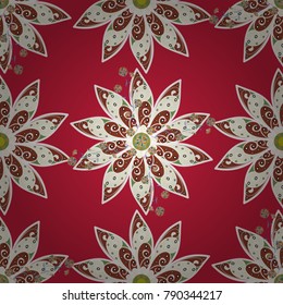 Elegant seamless pattern with red, neutral and brown flowers in watercolor style, design elements. Floral pattern for wedding invitations, greeting cards, print, gift wrap, manufacturing. Editable.