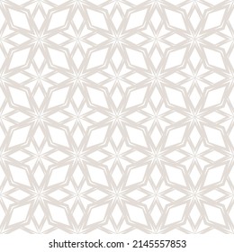 Elegant seamless pattern. Rhombus texture, floral lattice, mesh, diamonds. Oriental traditional modern background. Subtle beige and white patterns. Geo vector ornament for design wallpaper, print