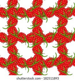 elegant seamless pattern with ripe red raspberries, design element