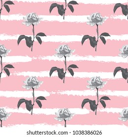 Elegant seamless pattern with rose flowers, design elements. Floral pattern for invitations, cards, print, gift wrap, manufacturing, textile, fabric, wallpapers