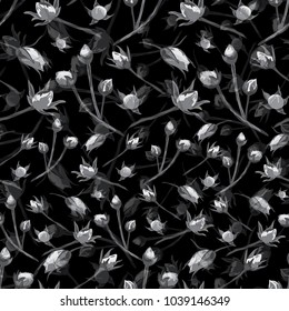 Elegant seamless pattern with rose flowers, design elements. Floral  pattern for invitations, cards, print, gift wrap, manufacturing, textile, fabric, wallpapers