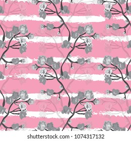 Elegant seamless pattern with rose flowers, design elements. Floral  pattern for invitations, cards, print, gift wrap, manufacturing, textile, fabric, wallpapers