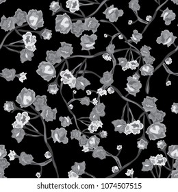 Elegant seamless pattern with rose flowers, design elements. Floral  pattern for invitations, cards, print, gift wrap, manufacturing, textile, fabric, wallpapers