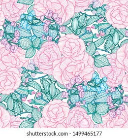 Elegant seamless pattern with rose flowers, design elements. Floral  pattern for invitations, cards, print, gift wrap, manufacturing, textile, fabric, wallpapers