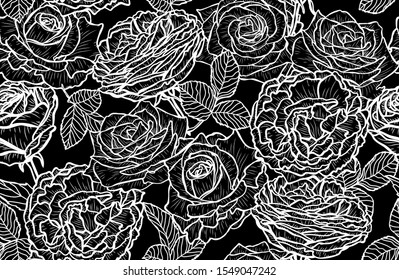 Elegant seamless pattern with rose flowers, design elements. Floral  pattern for invitations, cards, print, gift wrap, manufacturing, textile, fabric, wallpapers