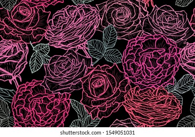 Elegant seamless pattern with rose flowers, design elements. Floral  pattern for invitations, cards, print, gift wrap, manufacturing, textile, fabric, wallpapers