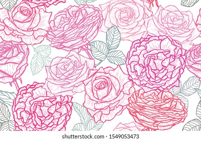 Elegant seamless pattern with rose flowers, design elements. Floral  pattern for invitations, cards, print, gift wrap, manufacturing, textile, fabric, wallpapers