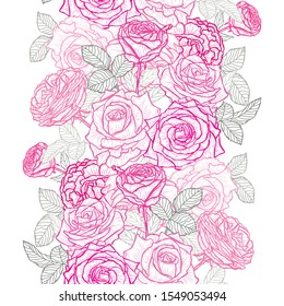 Elegant seamless pattern with rose flowers, design elements. Floral  pattern for invitations, cards, print, gift wrap, manufacturing, textile, fabric, wallpapers