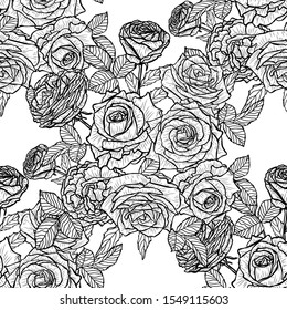 Elegant seamless pattern with rose flowers, design elements. Floral  pattern for invitations, cards, print, gift wrap, manufacturing, textile, fabric, wallpapers