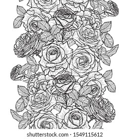 Elegant seamless pattern with rose flowers, design elements. Floral  pattern for invitations, cards, print, gift wrap, manufacturing, textile, fabric, wallpapers