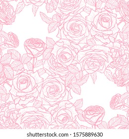 Elegant seamless pattern with rose flowers, design elements. Floral  pattern for invitations, cards, print, gift wrap, manufacturing, textile, fabric, wallpapers