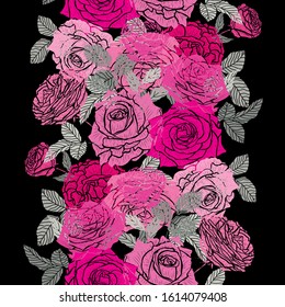 Elegant seamless pattern with rose  flowers, design elements. Floral  pattern for invitations, cards, print, gift wrap, manufacturing, textile, fabric, wallpapers