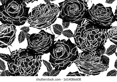 Elegant seamless pattern with rose  flowers, design elements. Floral  pattern for invitations, cards, print, gift wrap, manufacturing, textile, fabric, wallpapers