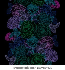Elegantes, nahtloses Muster mit Rosenblumen, Design-Elementen. Blumenmuster für Einladungen, Karten, Druck, Geschenkverpackungen, Herstellung, Textilien, Gewebe, Wallpaper