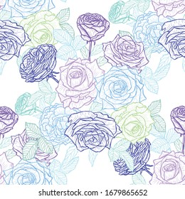 Diseño elegante y sin fisuras con flores de rosa, elementos de diseño. Patrón floral para invitaciones, tarjetas, papel, envoltura de regalo, manufactura, textiles, tejidos, papeles pintados