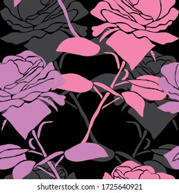 Elegantes nahtloses Muster mit Rosenblumen, Designelementen. Blumenmuster für Einladungen, Karten, Druck, Geschenkpackung, Herstellung, Textil, Stoff, Tapeten