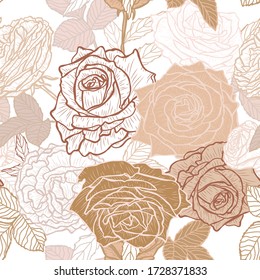 Elegant seamless pattern with rose flowers, design elements. Floral  pattern for invitations, cards, print, gift wrap, manufacturing, textile, fabric, wallpapers