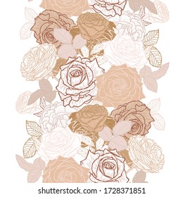 Elegant seamless pattern with rose flowers, design elements. Floral  pattern for invitations, cards, print, gift wrap, manufacturing, textile, fabric, wallpapers
