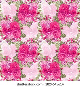 Elegant seamless pattern with rose flowers, design elements. Floral  pattern for invitations, cards, print, gift wrap, manufacturing, textile, fabric, wallpapers