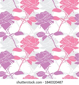 Elegantes, nahtloses Muster mit Rosenblumen, Design-Elementen. Blumenmuster für Einladungen, Karten, Druck, Geschenkverpackungen, Herstellung, Textilien, Gewebe, Wallpaper