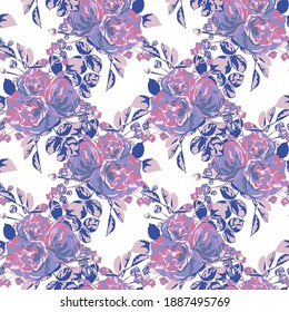 Elegant seamless pattern with rose flowers, design elements. Floral  pattern for invitations, cards, print, gift wrap, manufacturing, textile, fabric, wallpapers