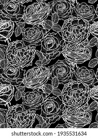 Elegant seamless pattern with rose flowers, design elements. Floral  pattern for invitations, cards, print, gift wrap, manufacturing, textile, fabric, wallpapers