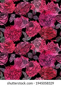 Elegante y sin fisuras con flores de rosa, elementos de diseño. Patrón floral para invitaciones, tarjetas, impresiones, envolturas de regalo, manufactura, textiles, tejidos, papeles pintados