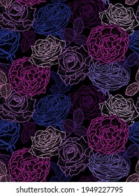 Elegant seamless pattern with rose flowers, design elements. Floral  pattern for invitations, cards, print, gift wrap, manufacturing, textile, fabric, wallpapers