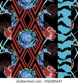 Elegant seamless pattern with rose flowers, design elements. Floral  pattern for invitations, cards, print, gift wrap, manufacturing, textile, fabric, wallpapers