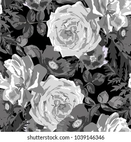 Elegant seamless pattern with rose and poppy flowers, design elements. Floral  pattern for invitations, cards, print, gift wrap, manufacturing, textile, fabric, wallpapers