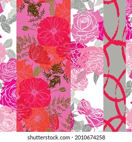 Elegant seamless pattern with rose and poppy, design elements. Floral  pattern for invitations, cards, print, gift wrap, manufacturing, textile, fabric, wallpapers