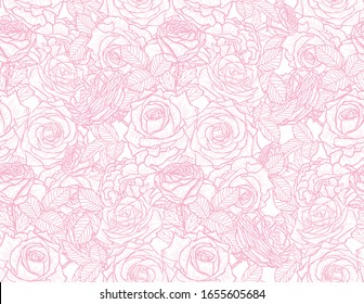 Elegant seamless pattern with roseflowers, design elements. Floral  pattern for invitations, cards, print, gift wrap, manufacturing, textile, fabric, wallpapers