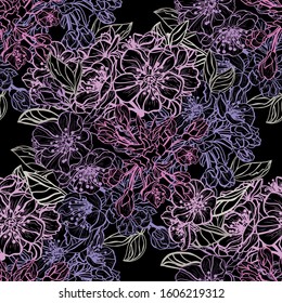 Elegant seamless pattern with sakura, cherry blossom flowers, design elements. Floral  pattern for invitations, cards, print, gift wrap, manufacturing, textile, fabric, wallpapers
