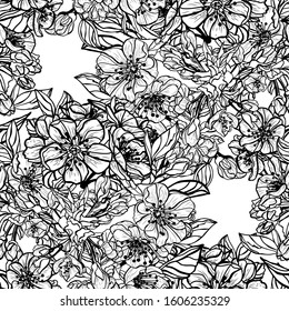 Elegant seamless pattern with sakura, cherry blossom flowers, design elements. Floral  pattern for invitations, cards, print, gift wrap, manufacturing, textile, fabric, wallpapers
