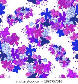 Elegant seamless pattern with sakura cherry blossom flowers, design elements. Floral  pattern for invitations, cards, print, gift wrap, manufacturing, textile, fabric, wallpapers