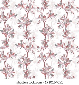 Elegant seamless pattern with sakura cherry blossom flowers, design elements. Floral  pattern for invitations, cards, print, gift wrap, manufacturing, textile, fabric, wallpapers