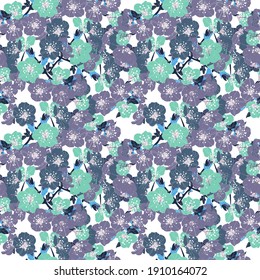 Elegantes, nahtloses Muster mit sakura Kirschblüten, Designelementen. Blumenmuster für Einladungen, Karten, Druck, Geschenkverpackungen, Herstellung, Textilien, Gewebe, Wallpaper